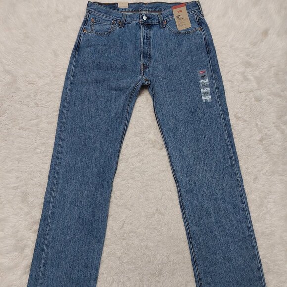 Levi's 501 Man's Blue Regular Through the Thigh Straight Legs Fly Buttons Denim - Picture 3 of 12
